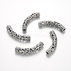 Tubos huecos de aleación de estilo tibetano, plata antigua, 43x7x6.5mm, agujero: 3.5 mm