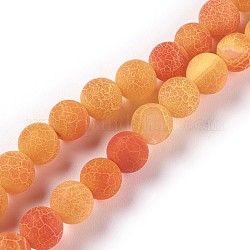 Fili di perline di agata naturale stagionato, tinti e riscaldato, tondo, arancione scuro, 8mm, Foro: 1.2 mm, circa 48pcs/filo, 14.37 pollice