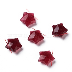 Ciondoli in giada rossa naturale, stella, sfaccettato, 13~13.5x14~14.5x6~6.5mm, Foro: 0.8 mm