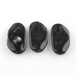 Perles acryliques, style de jade imitatin, noir, 45x24x9mm, Trou: 2.5mm