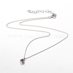 304 acciaio inossidabile delle collane del pendente di strass moda, con chiusure di anello di primavera, jet, 16.1 pollice (41 cm)