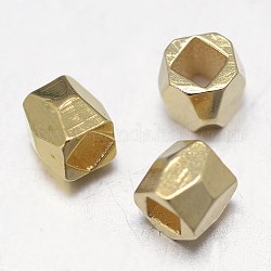 Perline di distanziatore in ottone, sfaccettato barile, oro, 3x3mm, Foro: 1.5 mm