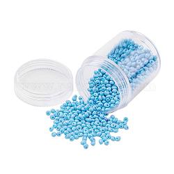 Opaken Glasperlen, Fransen Teardrop Perlen, Kornblumenblau, 3~3.5x2~3 mm, Bohrung: 1 mm, ca. 450 Stk. / Kasten