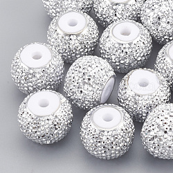 Abalorios de resina de Diamante de imitación, rerondana plana, blanco, 10x7~7.5mm, agujero: 2 mm