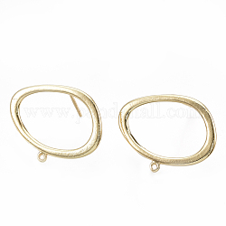 Accessoires de clous d'oreilles en laiton, avec boucle, véritable 18k plaqué or, anneau, 17x23.5mm, Trou: 1mm, pin: 0.7 mm