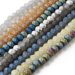 Fili di perle di vertro placcato, forsted, rondelle, colore misto, 6x5mm, Foro: 1.2 mm, circa 87~89pcs/filo, 15.67''~16.14'' (39.841 cm)