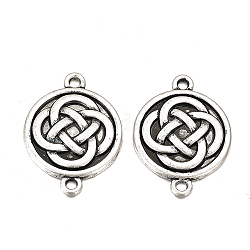 Tibetan Style Alloy Links connectors, Matte Style, Flat Round, Cadmium Free & Nickel Free & Lead Free, Thailand Sterling Silver Plated, 26.5x20x2.5mm, Hole: 2mm
