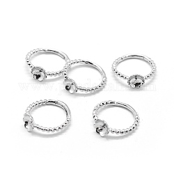 Laiton composants d'anneau pour les doigts, pour la moitié de perles percées, réglable, platine, 16mm