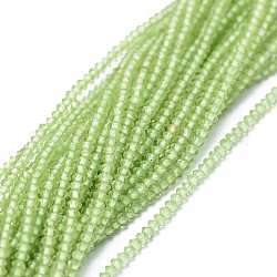 Natürlichen Peridot Perlen Stränge, facettiert, Rondell, 1.5~1.8x1 mm, Bohrung: 0.5 mm, ca. 274 Stk. / Strang, 15.3 Zoll (39 cm)