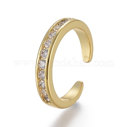 Регулируемые латунные кольца на мыске, открытые манжеты, открытые кольца, с четким кубического циркония, золотые, Размер 3, внутренний диаметр: 13.5 мм