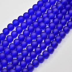 Transparente Glasperlen stränge, matt, Runde, Blau, 12 mm, Bohrung: 1.3~1.6 mm, ca. 70 Stk. / Strang, 31.4 Zoll