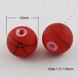 Drawbench Glass Bead Strands, Rubberized Style, Round, Brown, 12mm, Hole: 1.3~1.6mm, 31.4inch