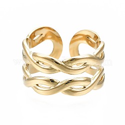 304 anillo de puño abierto con envoltura giratoria de acero inoxidable, anillo hueco grueso para mujer, dorado, nosotros tamaño 6 3/4 (17.1 mm)
