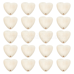 Olycraft 20pcs perles de bois de cerisier chinois, coeur plat, burlywood, 30x30mm, Trou: 2mm, 20 pcs /sachet 