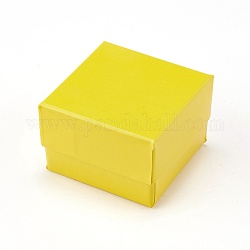 Cajas de cartón para pendientes de joyería, con esponja negra, para embalaje de regalo de joyería, amarillo, 5x5x3.4 cm
