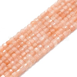 Natürliche sunstone Perlen Stränge, facettiert, Würfel, 2x2x2 mm, Bohrung: 0.6 mm, ca. 182 Stk. / Strang, 15.16''~15.55'' (38.5~39.5 cm)
