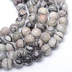 Brins de perle en pierre de soie noire naturelle, 8~9mm, Trou: 1mm, Environ 46 pcs/chapelet, 15.3 pouce
