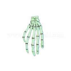 暗闇で光るプラスチックの手の骨格  ハロウィーンの怖い装飾  いたずら小道具  薄緑  75x40mm