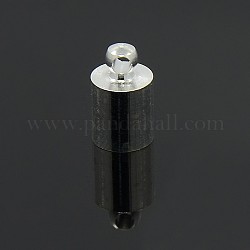 Necklace Bracelet Brass Cord Ends, Column, Silver, 10x6mm, Hole: 1mm, Inner Diameter: 6mm