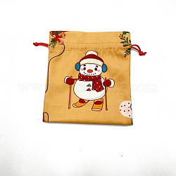 Bolsas de tela con estampado navideño, bolsas de almacenamiento de regalo rectangulares, suministros de fiesta de navidad, oro, 18x16 cm