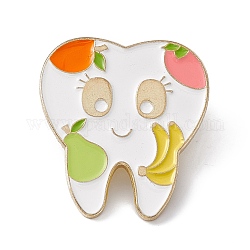 Pin de esmalte de dientes de dibujos animados, broche de salud bucal de aleación de oro claro para ropa de mochila, patrón de la fruta, 30x27x2mm, pin: 1.3 mm