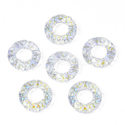 Прозрачные стеклянные соединительные кольца, с покрытием AB цвета, пончик с вихревым узором, ясно AB, 25x7 мм, внутренний диаметр: 12 мм