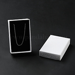 Boîtes-cadeaux de collier de papier de texture, avec tapis éponge à l'intérieur, rectangle, blanc, 8.1x5.1x2.7 cm, diamètre intérieur: 4.6x7.3 cm, profondeur : 2.5cm