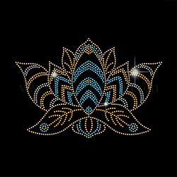 Glass Hotfix Rhinestone, Iron on Appliques, Costume Accessories, for Clothes, Bags, Pants, Mandala Lotus Flower, 297x210mm