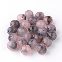 Perles acryliques craquelées, Couleur de deux tons, ronde, Prune, 8mm, trou: 1.5~2 mm, environ 1840 pcs / 500 g