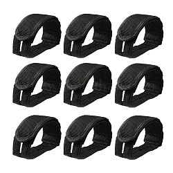 Correas de pie de bicicleta de tela de nylon, gancho y bucle, Rectángulo, negro, 46.5x5.3x0.55 cm