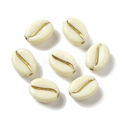 Perline acrilico opaco, ovale, bianco floreale, 10.5x8x5mm, Foro: 1.4 mm, su: 1900 pc / 500 g