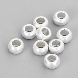Séparateurs perles en alliage, Style mat, rondelle, sans cadmium et sans plomb, 925 argent sterling plaqué, 5x3mm, Trou: 2.5mm