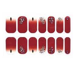 Full Cover Nombre Nail Stickers, Self-Adhesive, for Nail Tips Decorations, Dark Red, 24x8mm, 14pcs/sheet
