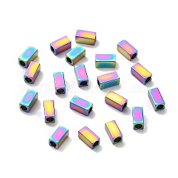 Placage ionique (ip) 304 perles en acier inoxydable, cuboïde, couleur arc en ciel, 6x3x3mm, Trou: 1.8mm