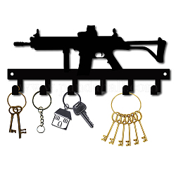 Appendiabiti da parete in ferro, portaoggetti decorativo con 6 ganci, per supporto per appendere la sciarpa chiave dei vestiti della borsa, modello di pistola, canna di fucile, 11.5x27cm