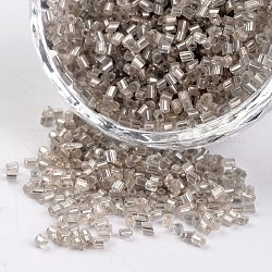 8/0 zwei Schnitt Silber ausgekleidet rundes Loch Glasperlen, Hexagon, Grau, 2.5~3x2~2.5 mm, Bohrung: 0.8~1 mm, ca. 12100 Stk. / 450 g