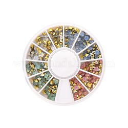240 pièces 4 couleurs cabochons en résine strass dos pointu, dos plaqué, imitation opale, accessoires nail art de décoration, diamant, couleur mixte, 3.5mm