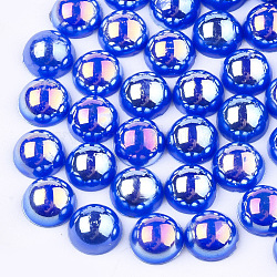 Cabochon in abs con imitazione plastica, ab colore placcato, mezzo tondo, blu, 8x4mm, 3000pcs/scatola