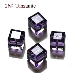 Abalorios de cristal austriaco de imitación, aaa grado, facetados, cubo, azul pizarra oscuro, 8x8x8 mm (tamaño dentro del rango de error de 0.5~1 mm), agujero: 0.9~1.6 mm