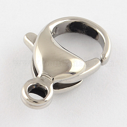 Polished 304 Stainless Steel Lobster Claw Clasps, Parrot Trigger Clasps, Stainless Steel Color, 19x12x5mm, Hole: 3mm