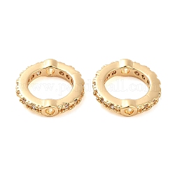Mikropavé-Rahmen aus klaren Zirkonia-Perlen aus Messing, runden Ring, echtes 18k vergoldet, 10x1.5~2 mm, Bohrung: 1 mm, Innendurchmesser: 6.5 mm