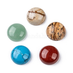 Natural Gemstone Cabochons, Half Round/Dome, Mixed Stone, 15x5~7mm