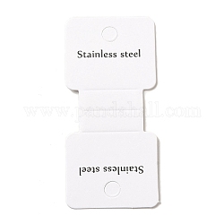 Tarjeta de presentación de papel plegable con palabra acero inoxidable., utilizado para collares y pulseras, blanco, 8.45x3.95x0.05 cm