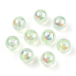 Transparente Acryl Perlen, ab Farben überzogen, Runde, hellgrün, 6 mm, Bohrung: 1.8 mm, ca. 4800 Stk. / 500 g