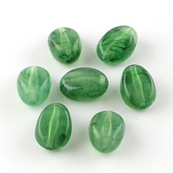 Овальной имитация драгоценных камней акриловые бусины, средний морской зеленый, 18x13x9.5 мм, отверстие : 2 мм, Около 310 шт / 500 г