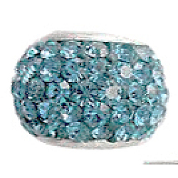 Granos europeos de cristal austriaco, Abalorios de grande agujero, con 925 núcleo simple de plata de ley, rerondana plana, 202 _aquamarine, 11x7.5mm, agujero: 4.5 mm