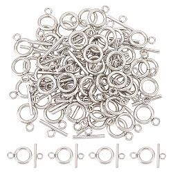 UNICRAFTALE 50 Sets 304 Stainless Steel Ring Toggle Clasps IQ Toggle Clasps & Tbar Clasps Metal Material Ring Toggle Connectors for DIY Necklace Bracelet Jewelry Making