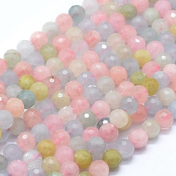 Chapelets de perles en morganite naturelle, grade AAA, facette, ronde, 6~6.5mm, Trou: 1mm, Environ 63 pcs/chapelet, 15.35 pouce (39 cm)
