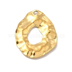 Placage ionique (ip) 304 pendentifs en acier inoxydable, texturé, charme ovale irrégulier, véritable 18k plaqué or, 31x25x2mm, Trou: 2.5mm