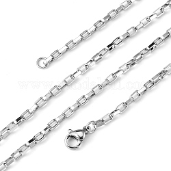 Box Chain Necklace for Men, 304 Stainless Steel Necklaces, with Lobster Claw Clasps, Stainless Steel Color, 19.6 inch(50cm), 2.5mm, link: 4x2.5x1.3mm